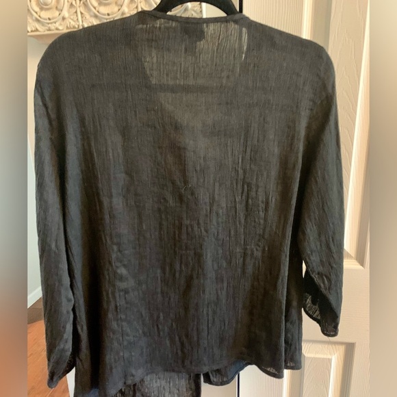 Eileen Fisher Black Linen Blend button down blouse - SZ XL - Picture 7 of 8